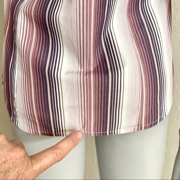 THOMAS PINK 100% Cotton Striped Button Up Shirt Plum White - Picture 14 of 16